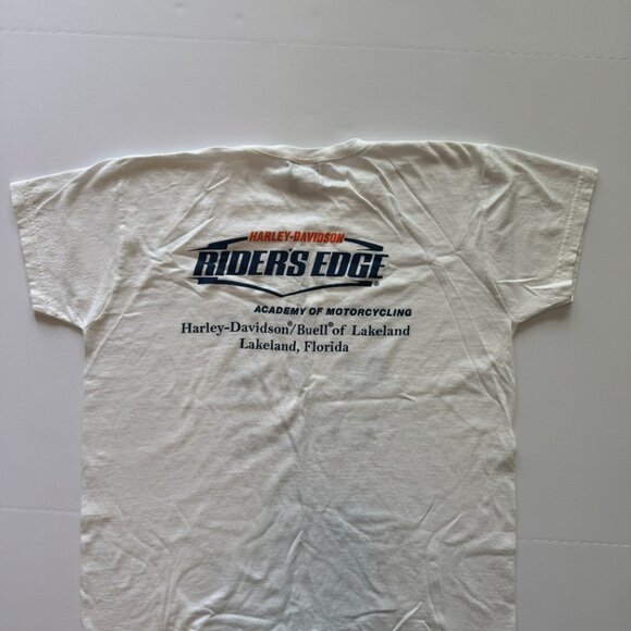 Vintage Y2K Harley Davidson 2000's Riders Edge Lakeland FL Women Large White Tee - Picture 3 of 7